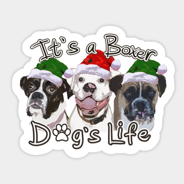 Christmas Boxer Dog Life Sticker by 3QuartersToday